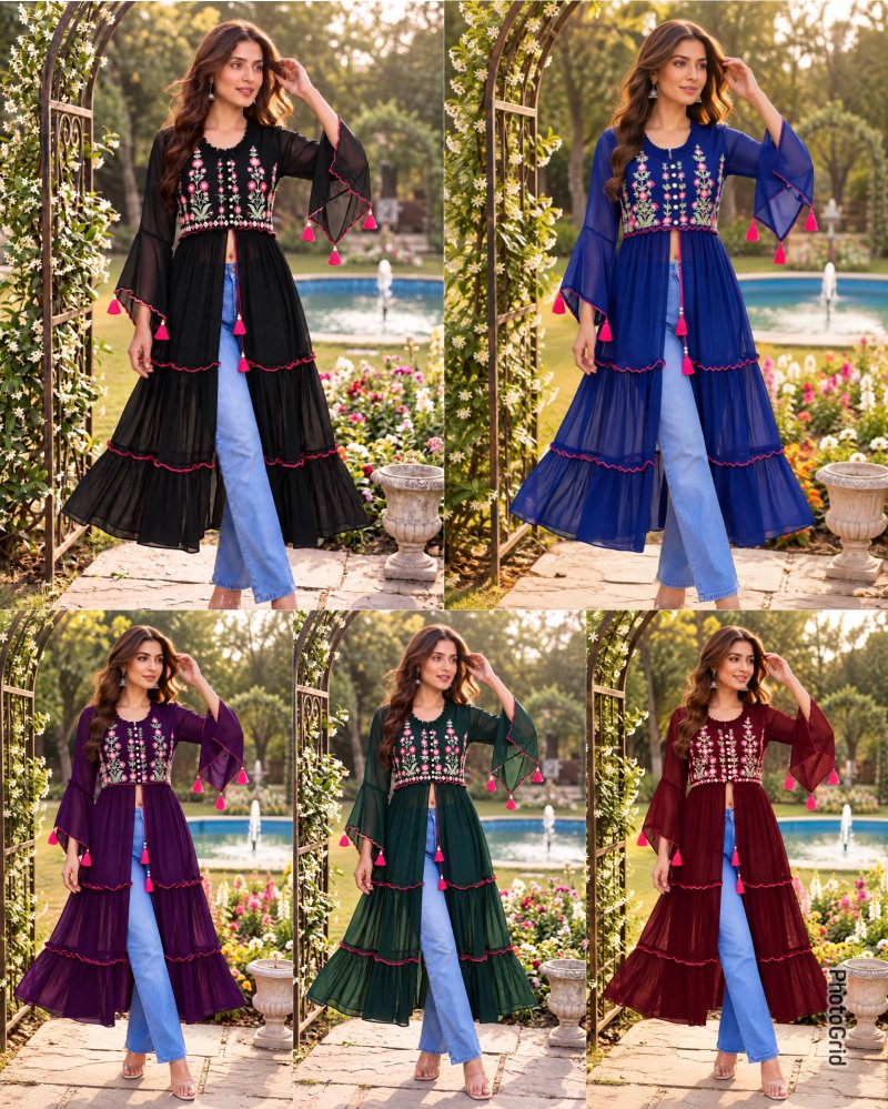 Pushpa Georgette Embroidery Fancy Long Kurti